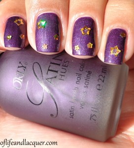 Orly Satin Hues Satin Finesse with Top Coat And Glitter Gold Stars 