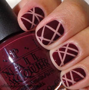 OPI Tickle My France-y under We'll Always Have Paris Tape Manicure